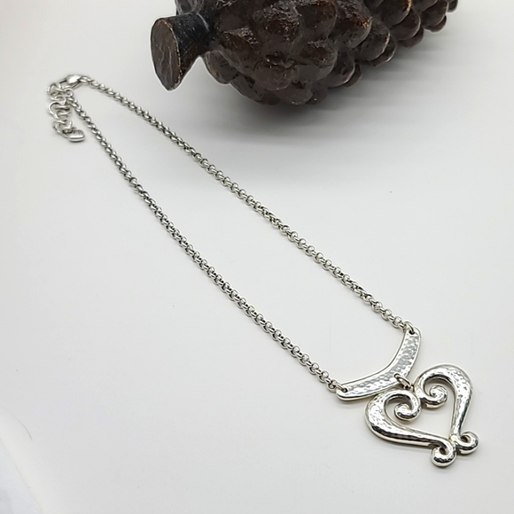 Brighton "GENOA HEART PETITE" Hammered Silver Rustic Heart ❤️ Pendant! Rare Size - Picture 9 of 12